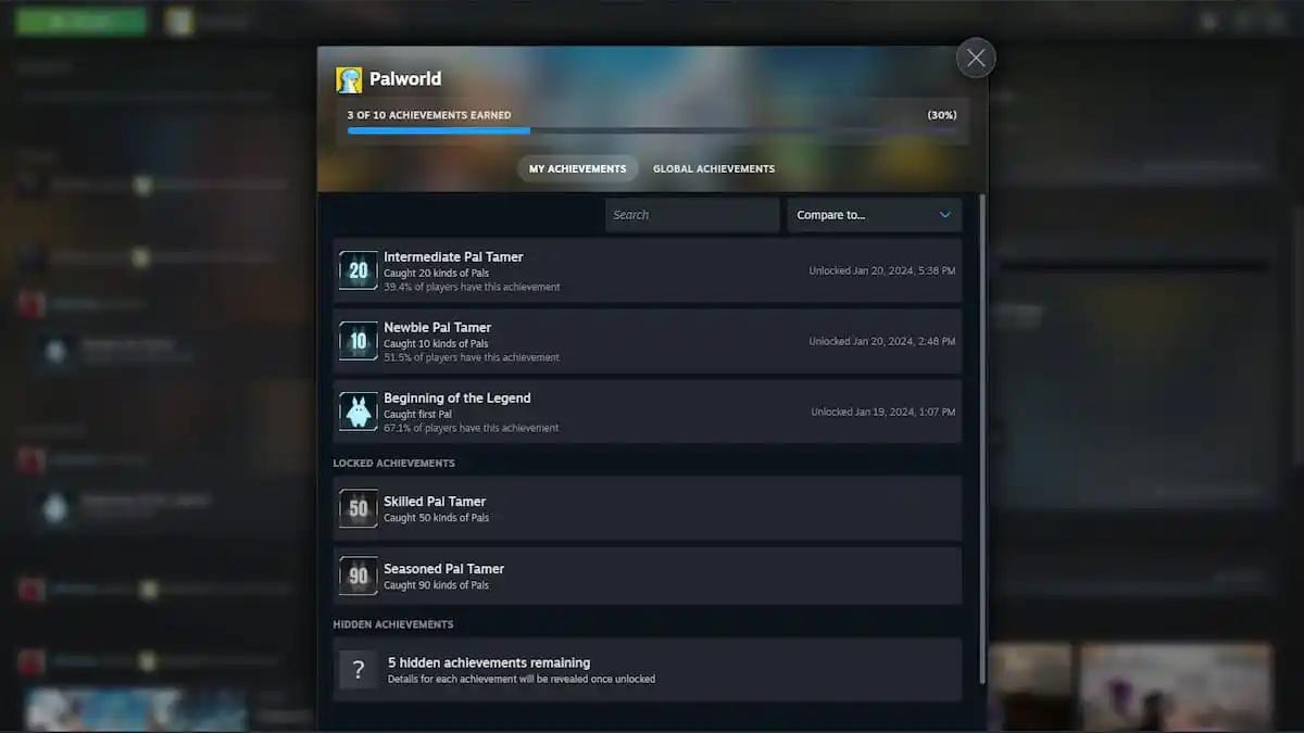 Achievements not unlocking palworld bug